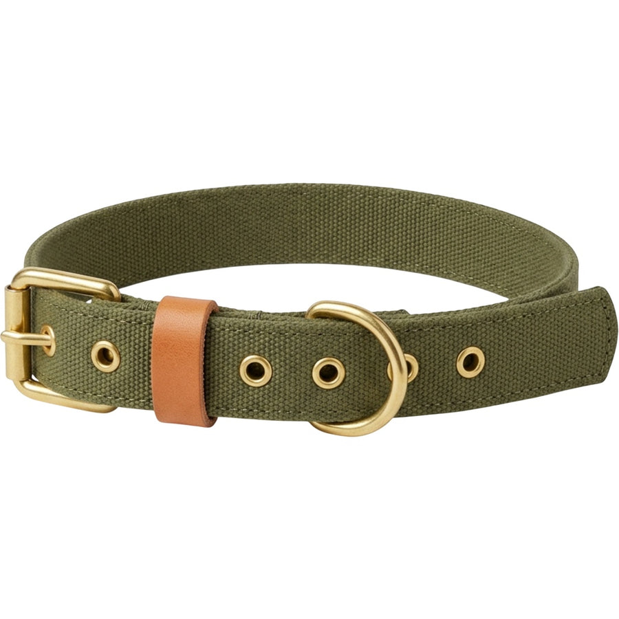 Yean Cotton Canvas Dog Collar 38-54 cm Olive